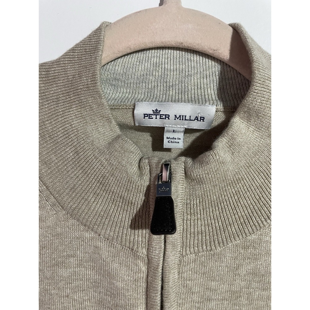 Peter Millar Sweater‎ Mens L Beige Pima Cotton Silk Cashmere Preppy Academia - Picture 3 of 9
